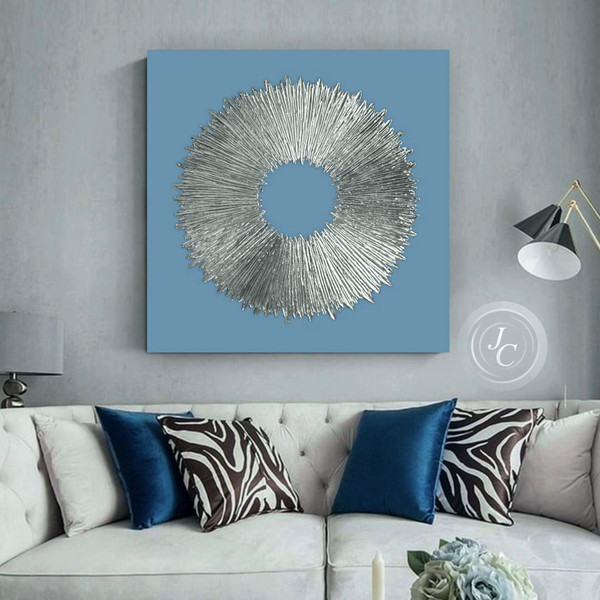 silver-rays-original-painting-abstract-textured-wall-art-living-room-wall-art-blue-and-gray-home-decor-modern-wall-decor