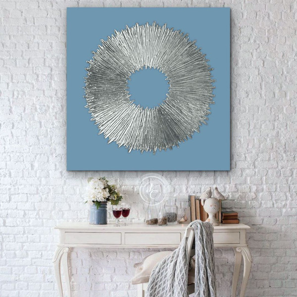 Blue-with-silver-abstract-original-art-textured-painting-blue-home-decor