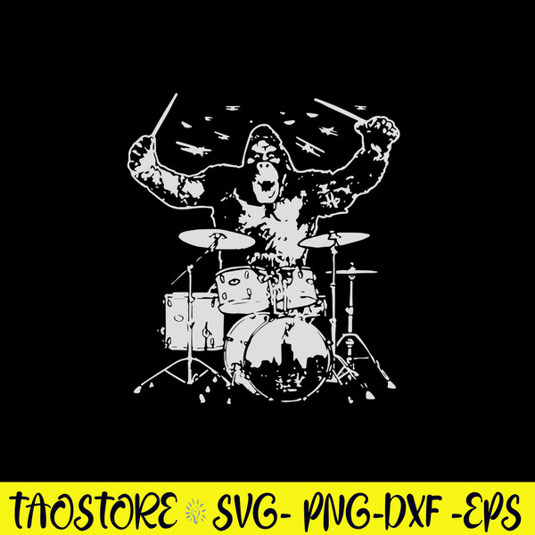 King Kong Playing Drums Svg, Kinh Kong Svg, Png Dxf Eps File.jpg