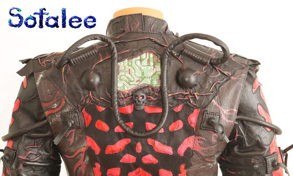 The jacket of genuine real leather exclusive handmade cyberpunk style for women's.jpg