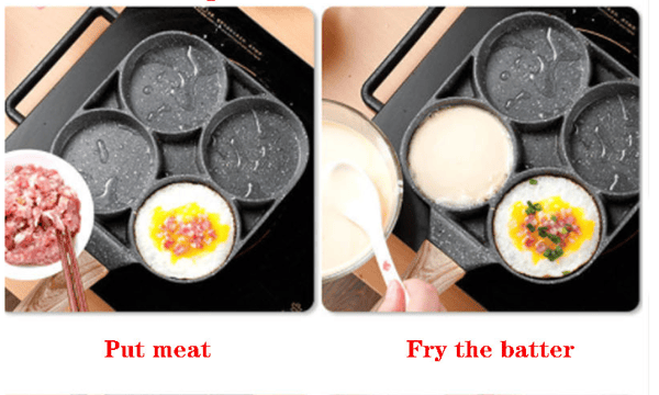 Black Non-stick Four-hole Frying Pot Thickened Omelet Pan Egg