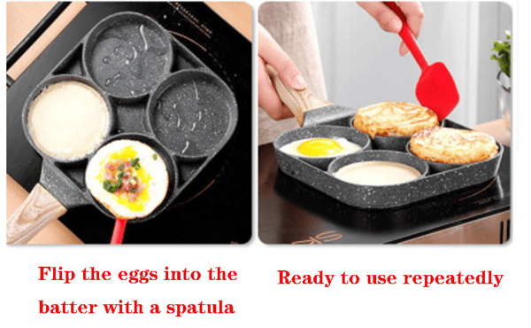 3/4 Holes Non-Stick Egg Frying Pan Cooker Omelet Pancake Pan with