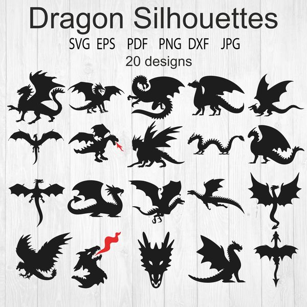 Dragon Silhouette SVG, Dragon Svg, Dragon Clipart, PNG, EPS, - Inspire ...