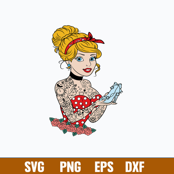 Princess Cinderella Tattoo Svg, Cinderella Svg, Disney Svg, Png Dxf Eps File.jpg