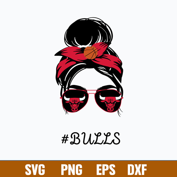 Bulls Messy Bun Svg, Bulls NBA Teams Svg, Chicago Bulls Svg, Png Dxf Eps File.jpg