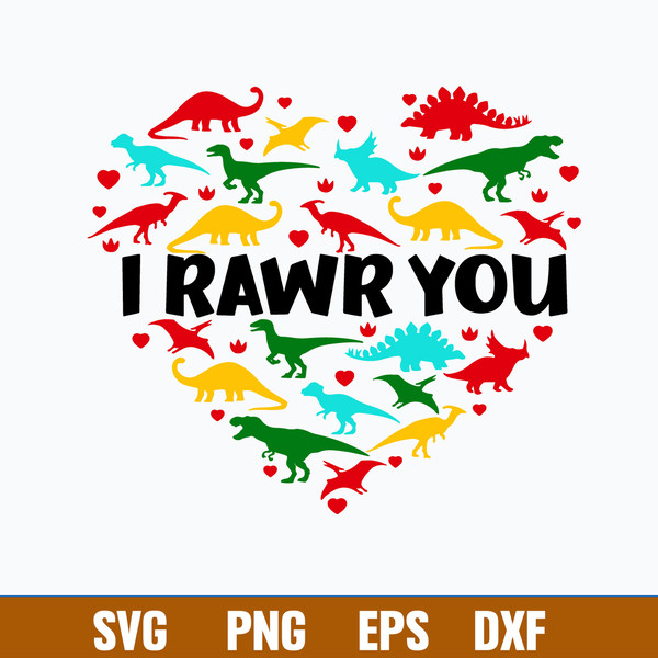 Heart I Rawr You Svg, Dinosaur Svg, Png Dxf Eps File.jpg