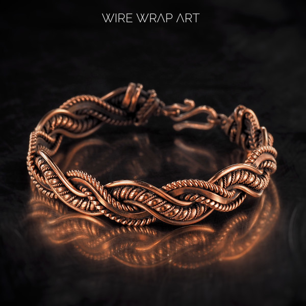 Men Copper bracelet Copper men bangle Unisex woven Wire Wrapped jewelry bracelet  Wire Braided bracelet Copper jewelry