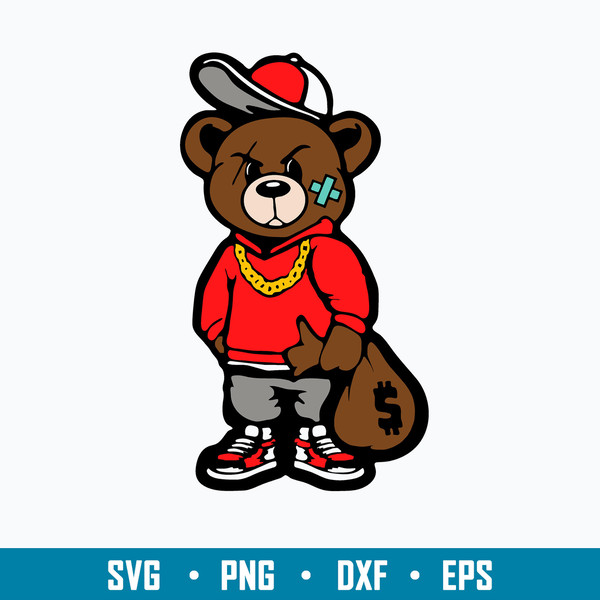 Gangster Teddy Bear Money Bags Good Chain Necklace Sneaker Svg, Png Dxf Eps File.jpg