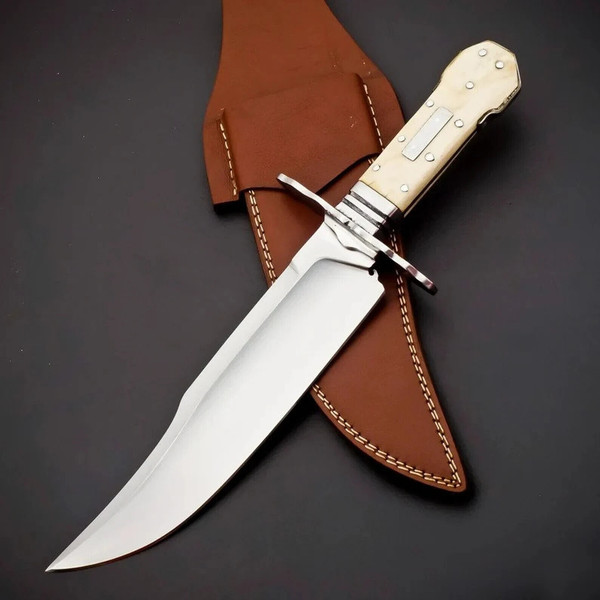 Hand Forged Fixed Blade Bowie Knife With Sheath, 18 Tempered Truck Leaf  Spring Blade Rosewood Handle Sharp Wedding Anniversary Gift for Men 