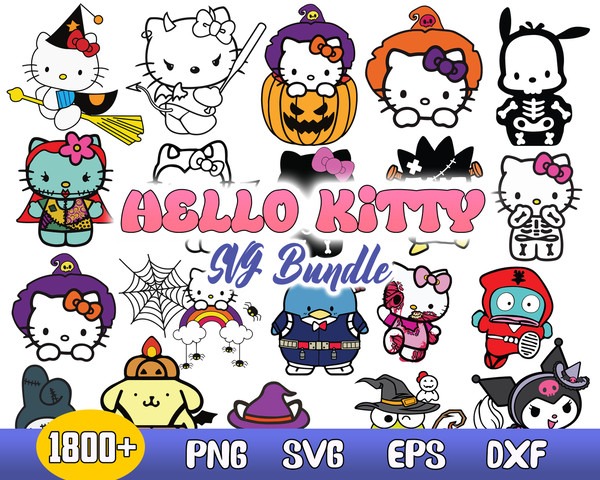 Hello Kitty Bundle Svg, Hello Kitty Halloween Svg, Hello kitty Character Horror Svg, Digital Download file.jpg