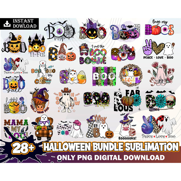 28 Halloween Mega Bundle PNG Bundle Fall Png, Ghost Png, Pumpkin Png, Retro, Daisy, Smiley Face, Fall Season Png, Instant Download.jpg