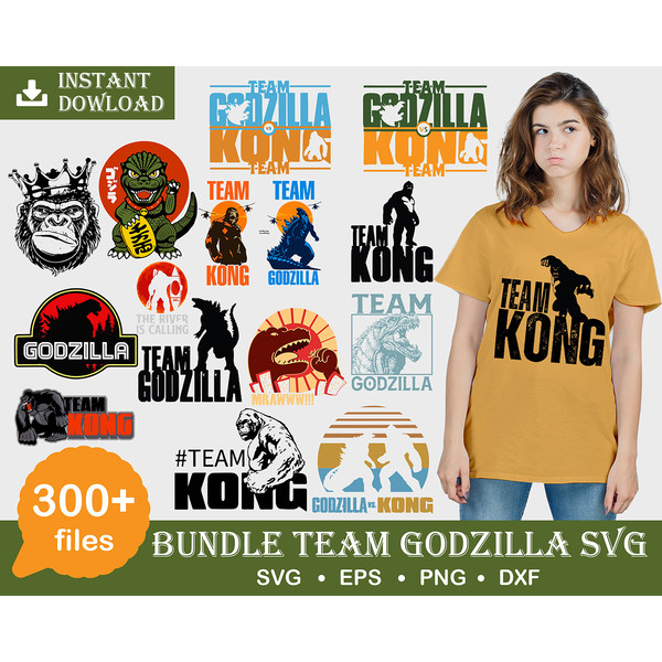 300 Godzilla vs Kong SVG, Godzilla svg, Team Godzilla, Godzilla vs Kong, Godzilla bundle, Godzilla Quotes, SVG Bundle Instant Download.jpg