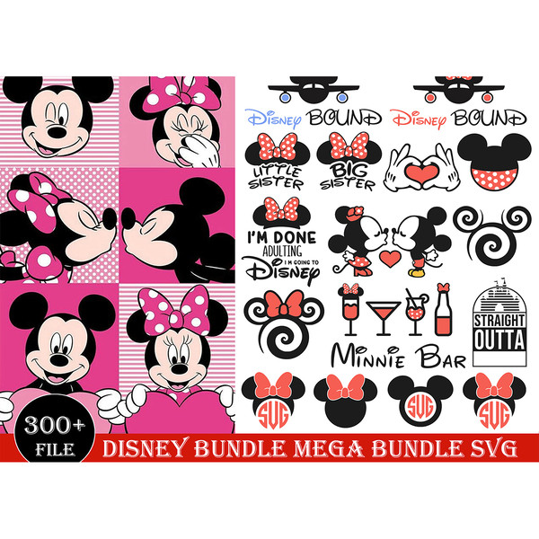 300 Mickey SVG, Minnie SVG, Mickey Mouse Svg, Minnie Mouse Svg, Family Vacation Svg, For Cricut, For Silhouette, Cut File, Dxf, Png, Svg.jpg