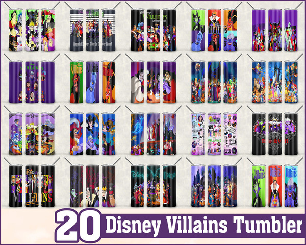 Disney Villains Tumbler, Disney Villains PNG, Tumbler design, Digital download.jpg