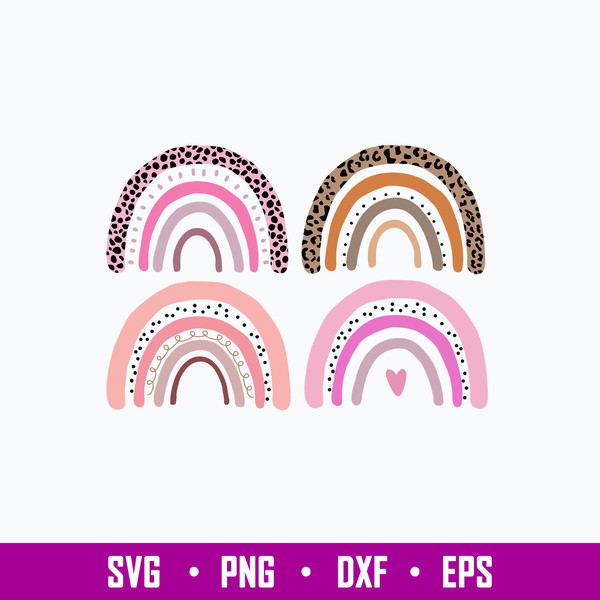 Rainbow Svg, Boho Rainbow Svg, Leopard, Cheeta Svg, Nersury, Pastel Rainbow  Svg, Png Dxf Eps File.jpg