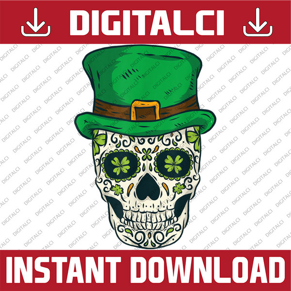 Sugar Skull Saint Patricks Day PNG