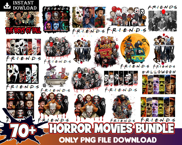 Horror Movies Characters PNG Bundle, Halloween designs for print, Bundle png, Digital download.jpg