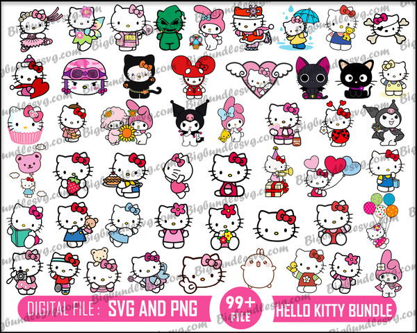 New Hello Kitty Bundle svg, Hello kitty halloween svg, eps, png, dxf, Horror kitty digital files.jpg