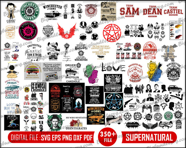 Supernatural Svg, Supernatural Silhouette, Winchester Svg, Castiel Stencil, Sam and Dean Stencil, Cricut Silhouette Svg.jpg