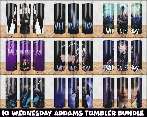 Wednesday 20oz Tumble Wrap Bundle , Addams Family Design, Sublimation wrap.jpg