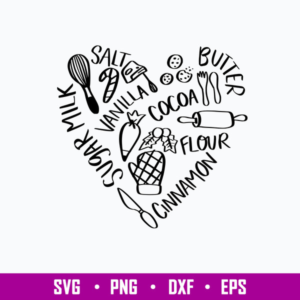 Baking Words Heart SVG, Handlettered SVG, PNG DXF EPS File.jpg