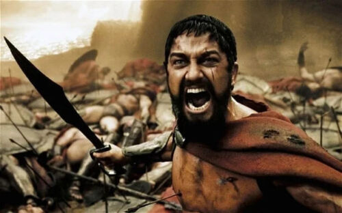 This is Sparta! King Leonidas receives the Persian envoy. 300 