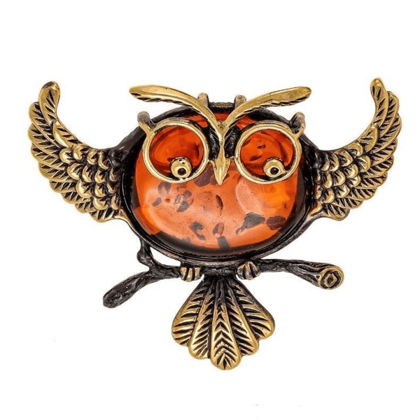 Amber Owl Brooch Birds Brooch Pin Animals Jewelry Brooch - Inspire Uplift