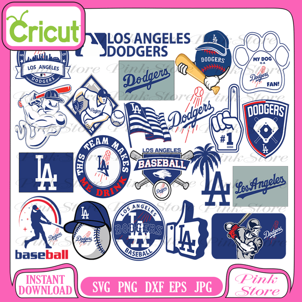 Los Dodgers Printable Design SVG and PNG Files Included. 