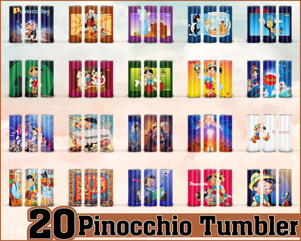 Pinocchio Tumbler, Pinocchio PNG, Tumbler design, Digital download.jpg