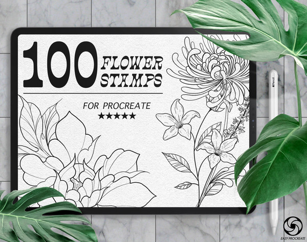 100 Flower Stamps For Procreate, Procreate Flowers, Tattoo F - Inspire  Uplift