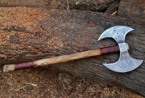 Handmade Double Headed Vikings Axe with Custom Two Blades and Forged Carbon Steel (5).png