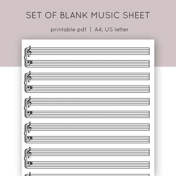 Set of blank music sheets, Piano staff paper. Blank music pa - Inspire  Uplift