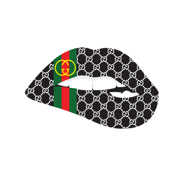 Gucci Logo Red Lips Pattern, Red Gucci Wallpaper