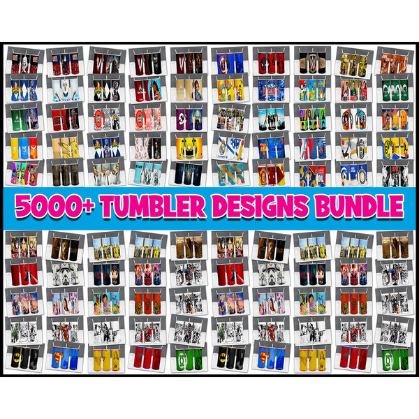 5000 Tumblers Designs 20oz Skinny Straight & Tapered Bundle, Bundle Design Template for Sublimation, Full Tumbler Wrap, PNG Digital.jpg