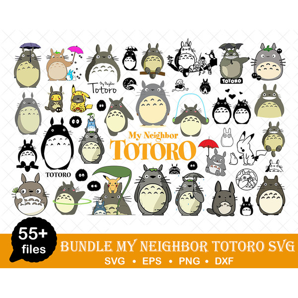 55 Totoro svg bundle, Totoro svg, png, dxf, Totoro svg files for cricut, Totoro svg clipar, Totoro silhouette, Digital download.jpg