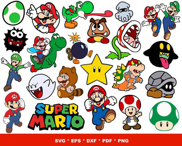 Super Mario Heads Bundle Svg, Mario Characters Svg, Super Ma - Inspire  Uplift