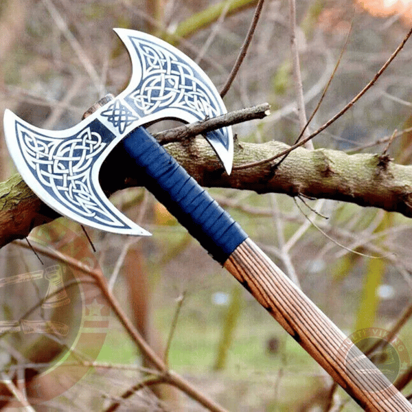 Double Headed Viking Axe, Hand-Forged Double-Bladed Viking Battle Axe, Dual Head Axe (2).jpg