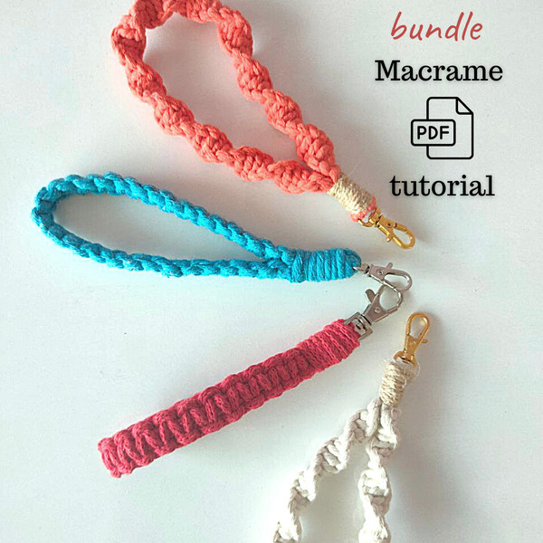 Macrame Keychain Pattern PDF Lanyard Boho Keychain Modern Ma - Inspire  Uplift