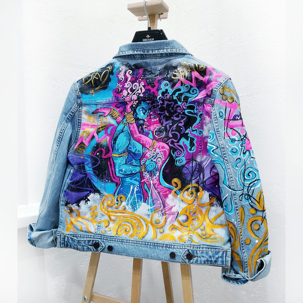 Painted jean jacket, custom denim jacket, painted denim, cus - Inspire  Uplift