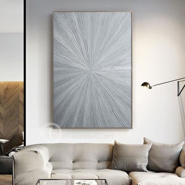 Living-room-decor-above-couch-art-modern-home-decor-silver-textured-abstract-painting