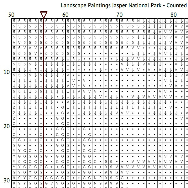 Landscape Painting Counted Cross Stitch Pattern Black & White Symbols-01.jpeg