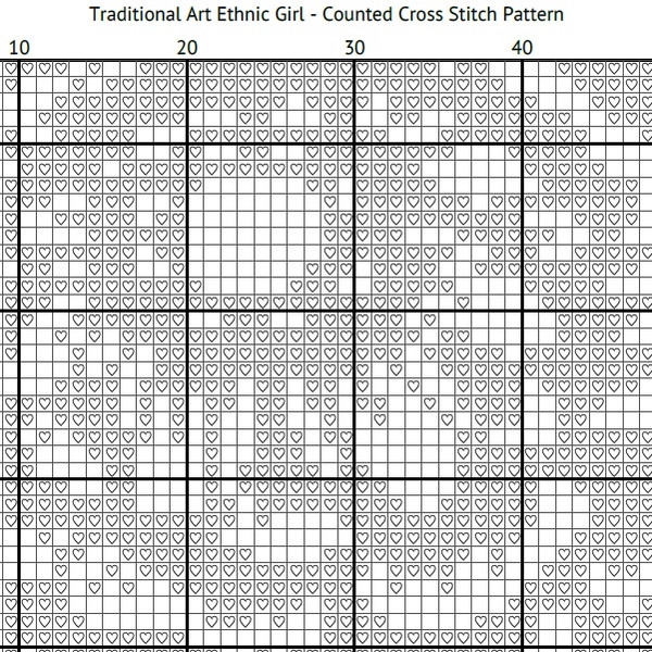 Traditional Art Ethnic Girl Counted Cross Stitch Pattern Black & White Symbols-01.jpeg