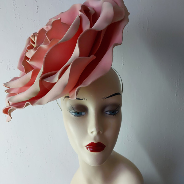 Large Rose Fascinator Women's Day Kentucky Derby Hat.jpg