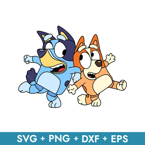 Bluey and Bingo in svg, transparent png, dxf, eps formats ready for download