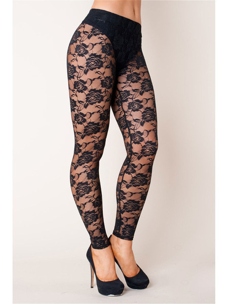 Buy Black Lace Leggings Womens Floral Lace Tights - Inspire Uplift