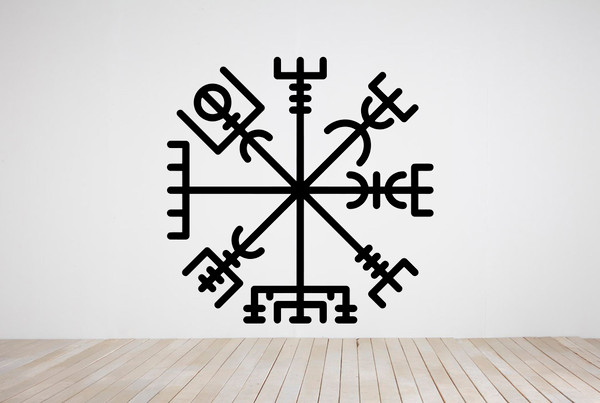 vegvisir,sticker,runic,compass,vegvisir,ancient,viking,inscriptions,amulet