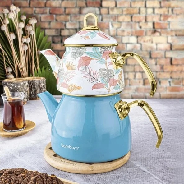 Handmade Turkish Double Boiler Tin Plated Copper Teapot