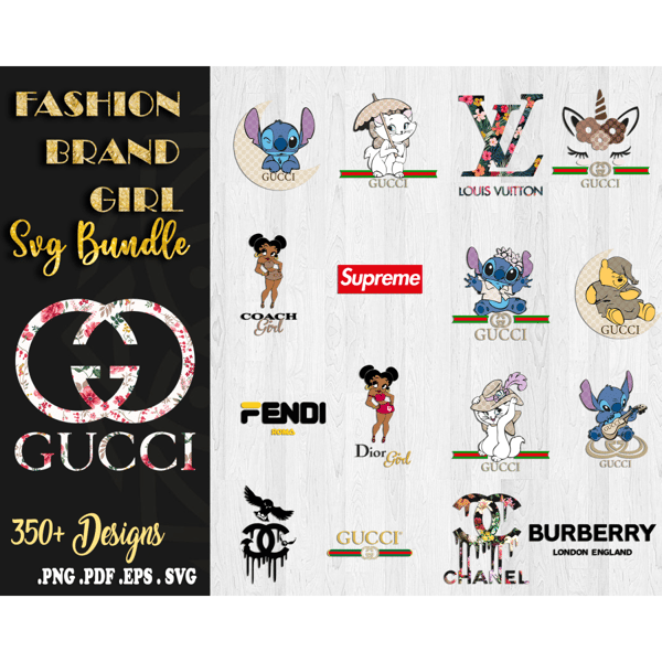 350 Fashion Brand Bundle Svg, LV Svg, Chanel Svg, Gucci Svg - Inspire Uplift