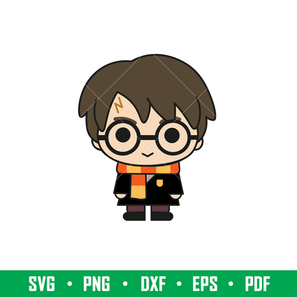 Harry Potter Chibi Svg, Harry Potter Svg, Harry Potter Clipart, Wizard Svg, Hogwarts Svg, Png Dxf Eps Pdf  File, HR05.jpeg