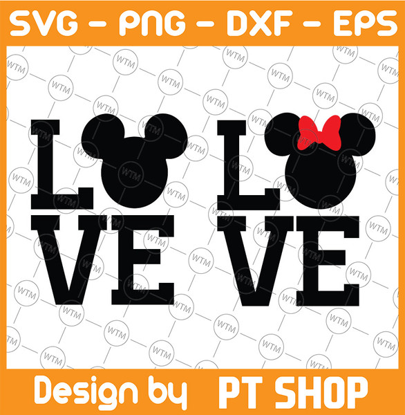 Disney Mickey Minnie Love SVG DXF EPS PNG Cut Files